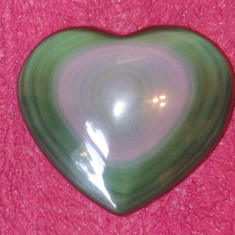 High Quality Rainbow Black Obsidian Heart